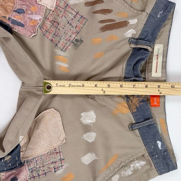 Anthropologie Pilcro Women's Hyphen Boho Patched Chino Khaki Pant Size 26 - Picture 14 of 16